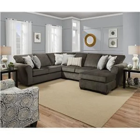 Two Piece Harlow Sectional Ash